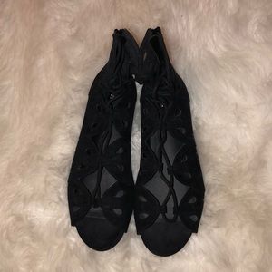 Faux Suede Lace Up Gladiator Sandals